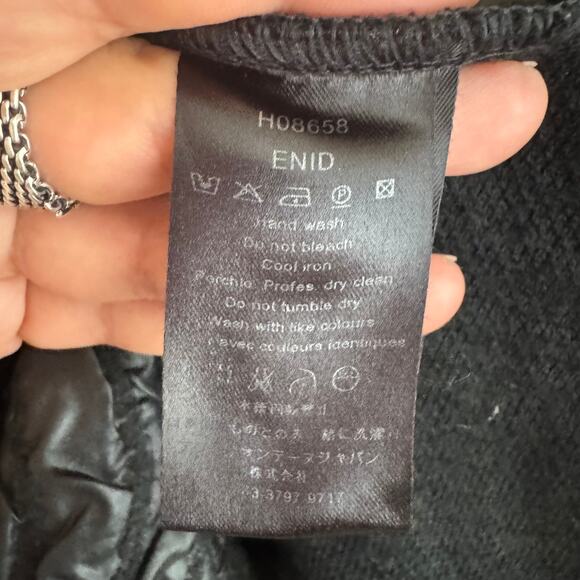 Anne Fontaine Dress Black Bateau Neck Puffer Quilted Trim Long Sleeve Sz 42/M - Picture 4 of 5